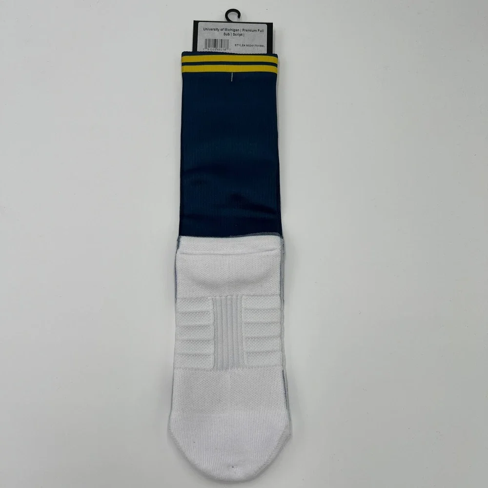 Strideline University of Michigan Wolverines Script Crew Socks Navy Blue M/L NEW